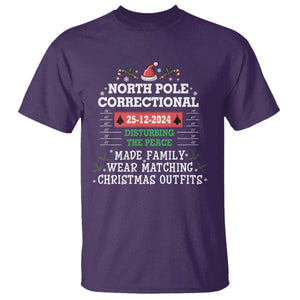 Funny Christmas Family Matching T Shirt North Pole Correctional Disturbing The Peace TS09 Purple Print Your Wear