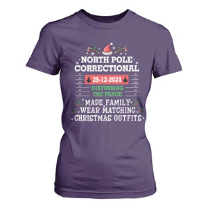 Funny Christmas Family Matching T Shirt For Women North Pole Correctional Disturbing The Peace TS09 Purple Print Your Wear