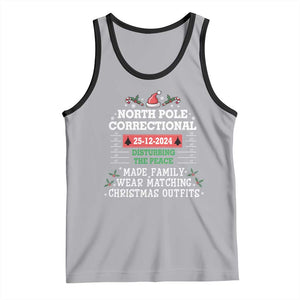Funny Christmas Family Matching Tank Top North Pole Correctional Disturbing The Peace TS09 Athletic Heather Black Print Your Wear