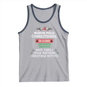 Funny Christmas Family Matching Tank Top North Pole Correctional Disturbing The Peace TS09 Athletic Heather Navy Print Your Wear