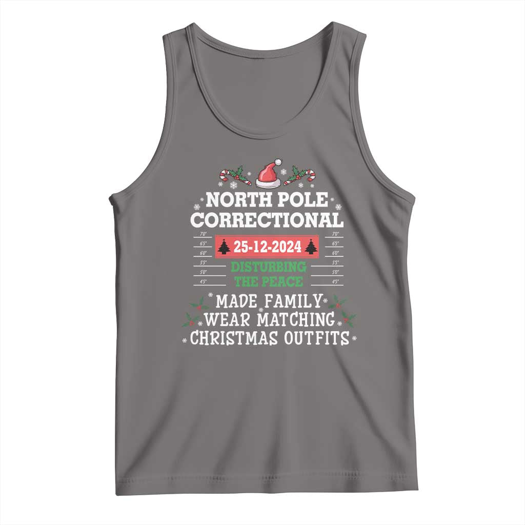 Funny Christmas Family Matching Tank Top North Pole Correctional Disturbing The Peace TS09 Deep Heather Print Your Wear