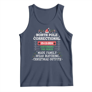 Funny Christmas Family Matching Tank Top North Pole Correctional Disturbing The Peace TS09 Navy Print Your Wear