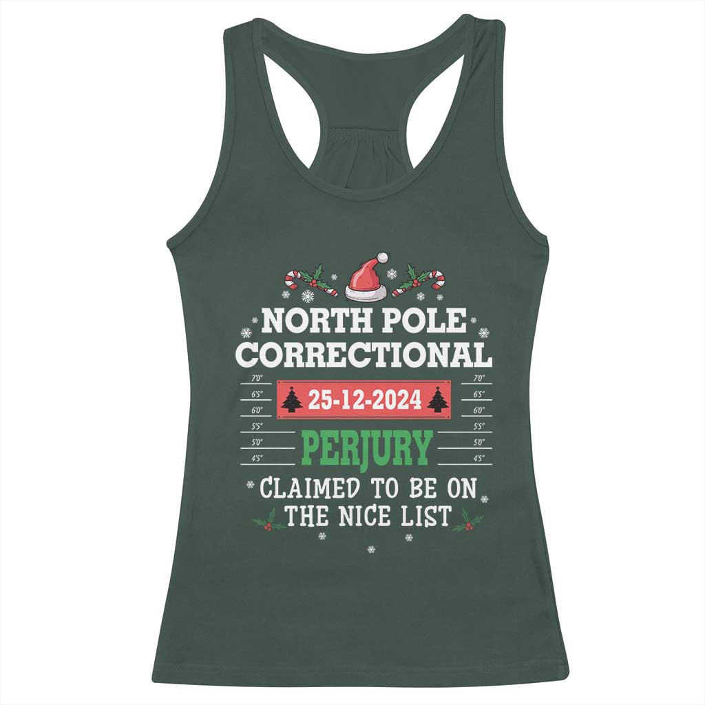 Funny Christmas Family Matching Racerback Tank Top North Pole Correctional Perjury TS09 Dark Forest Green Print Your Wear