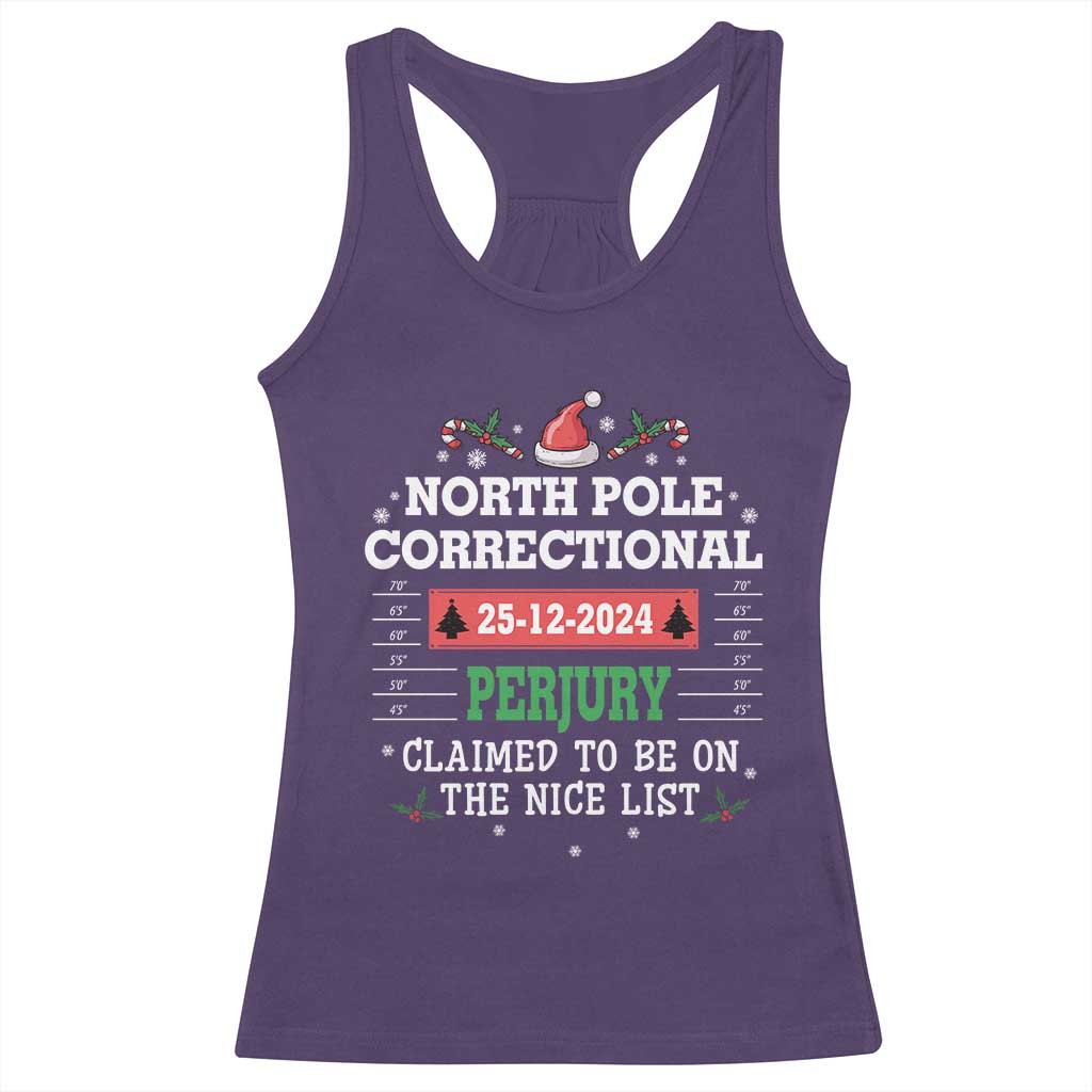 Funny Christmas Family Matching Racerback Tank Top North Pole Correctional Perjury TS09 Purple Print Your Wear