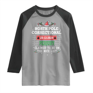 Funny Christmas Family Matching Raglan Shirt North Pole Correctional Perjury TS09 Sport Gray Black Print Your Wear