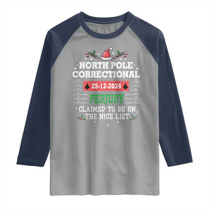 Funny Christmas Family Matching Raglan Shirt North Pole Correctional Perjury TS09 Sport Gray Navy Print Your Wear