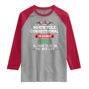 Funny Christmas Family Matching Raglan Shirt North Pole Correctional Perjury TS09 Sport Gray Red Print Your Wear