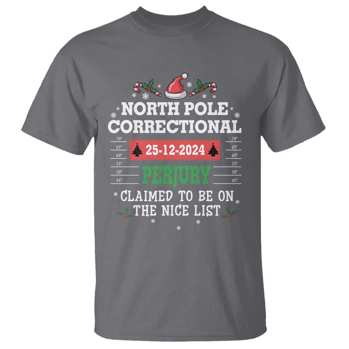 Funny Christmas Family Matching T Shirt North Pole Correctional Perjury TS09 Charcoal Print Your Wear