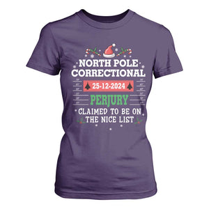 Funny Christmas Family Matching T Shirt For Women North Pole Correctional Perjury TS09 Purple Print Your Wear