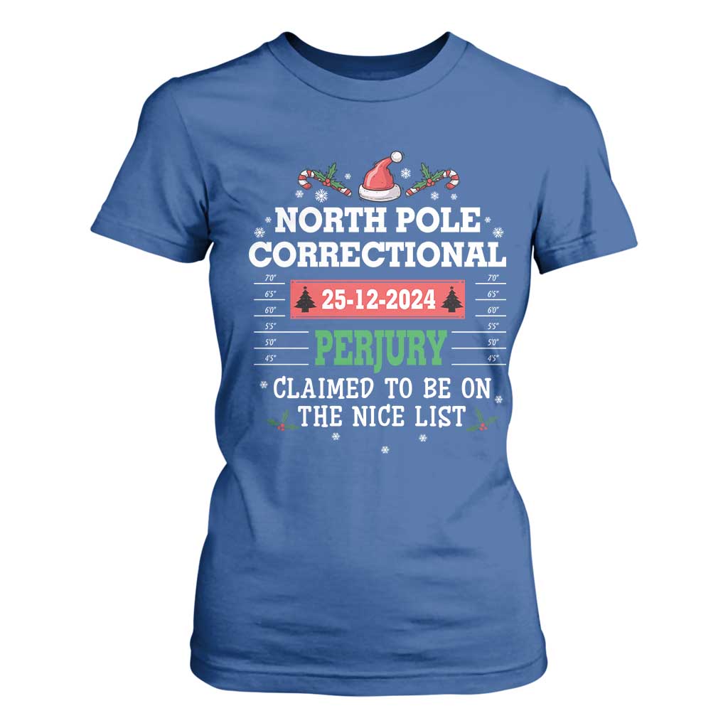 Funny Christmas Family Matching T Shirt For Women North Pole Correctional Perjury TS09 Royal Blue Print Your Wear