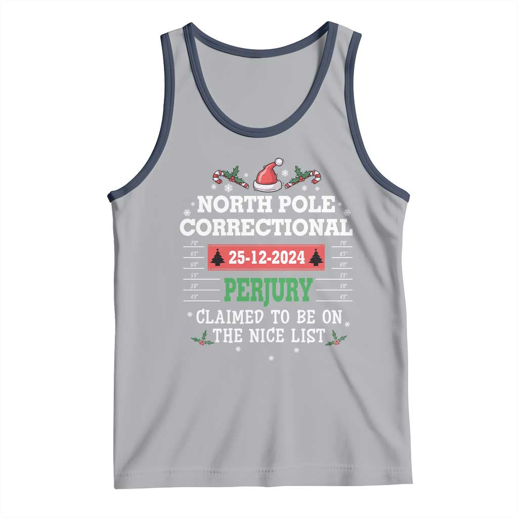 Funny Christmas Family Matching Tank Top North Pole Correctional Perjury TS09 Athletic Heather Navy Print Your Wear