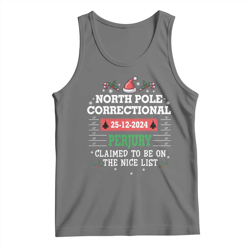 Funny Christmas Family Matching Tank Top North Pole Correctional Perjury TS09 Black Heather Print Your Wear