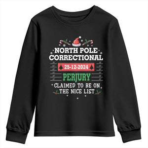 Funny Christmas Family Matching Youth Sweatshirt North Pole Correctional Perjury TS09 Black Print Your Wear