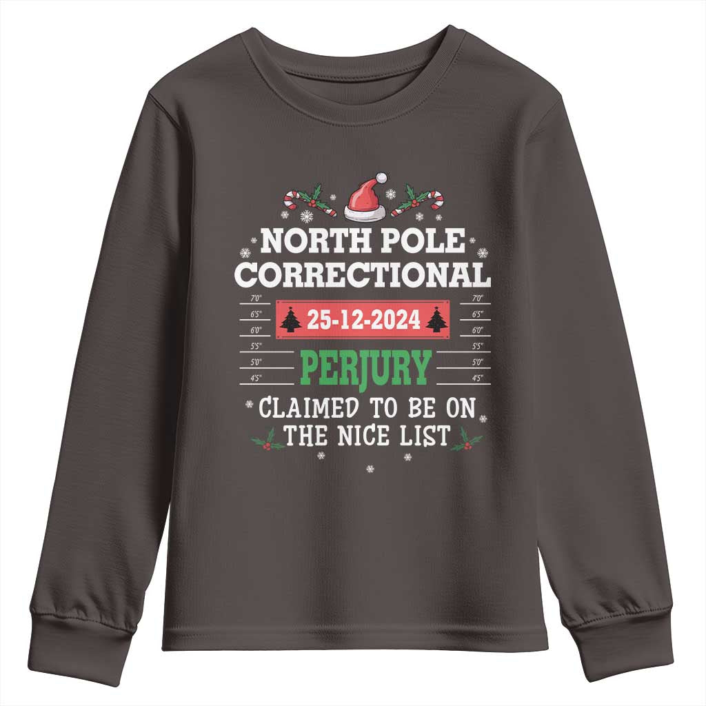 Funny Christmas Family Matching Youth Sweatshirt North Pole Correctional Perjury TS09 Dark Chocolate Print Your Wear