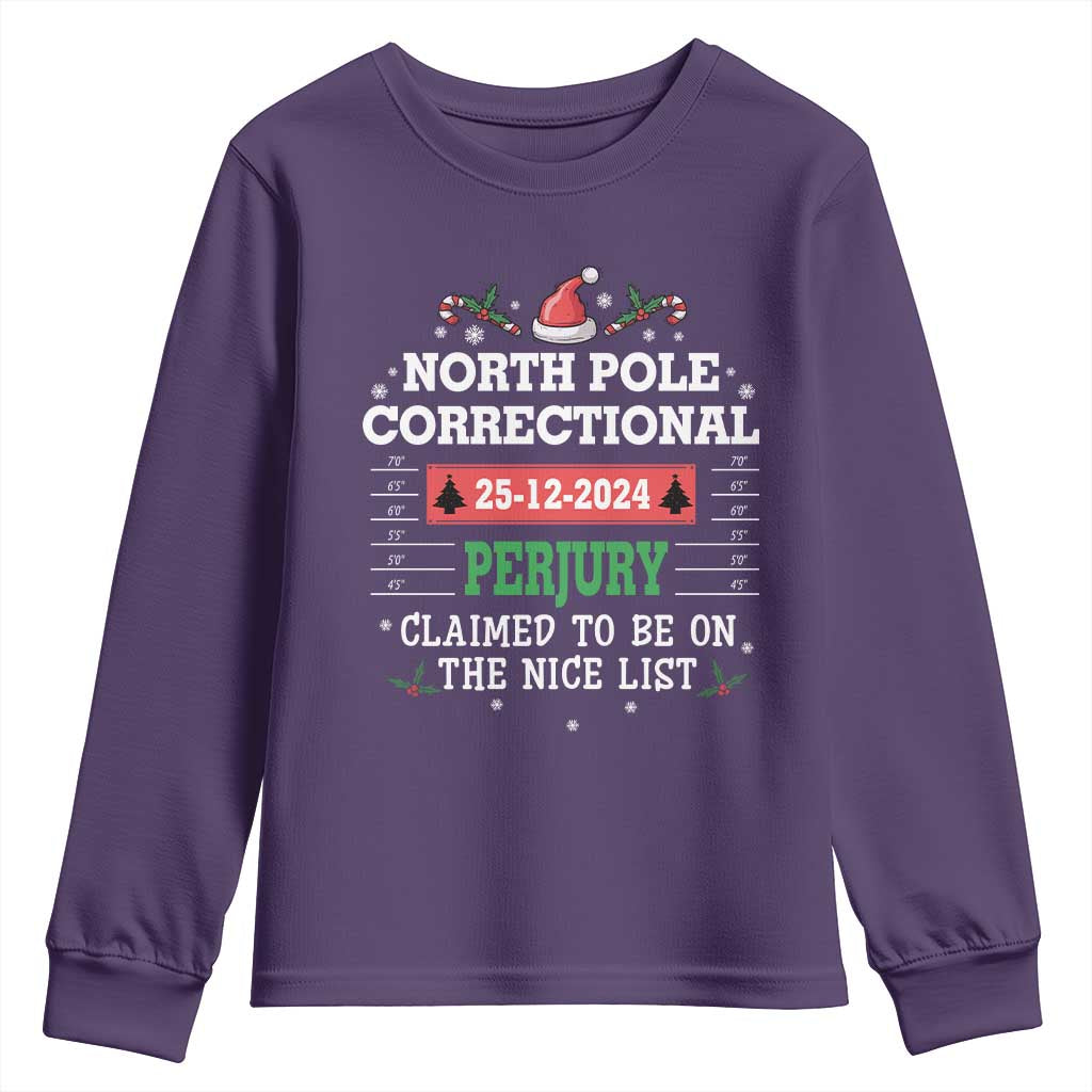 Funny Christmas Family Matching Youth Sweatshirt North Pole Correctional Perjury TS09 Purple Print Your Wear