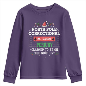 Funny Christmas Family Matching Youth Sweatshirt North Pole Correctional Perjury TS09 Purple Print Your Wear