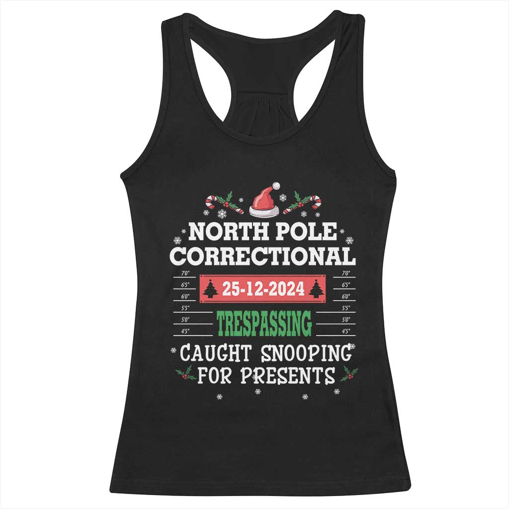 Funny Christmas Family Matching Racerback Tank Top North Pole Correctional Trespassing TS09 Black Print Your Wear