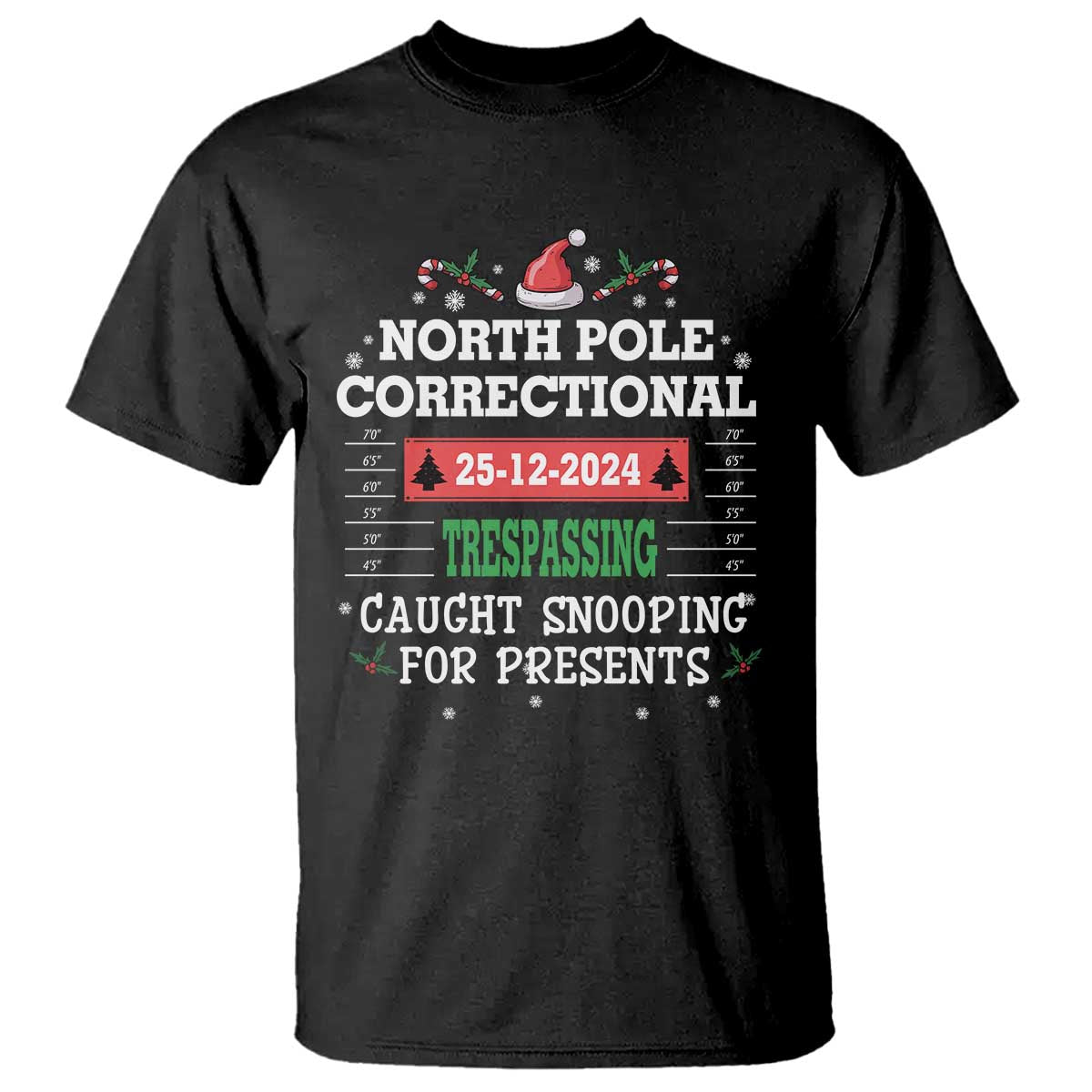 Funny Christmas Family Matching T Shirt North Pole Correctional Trespassing TS09 Black Print Your Wear