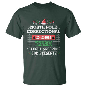 Funny Christmas Family Matching T Shirt North Pole Correctional Trespassing TS09 Dark Forest Green Print Your Wear