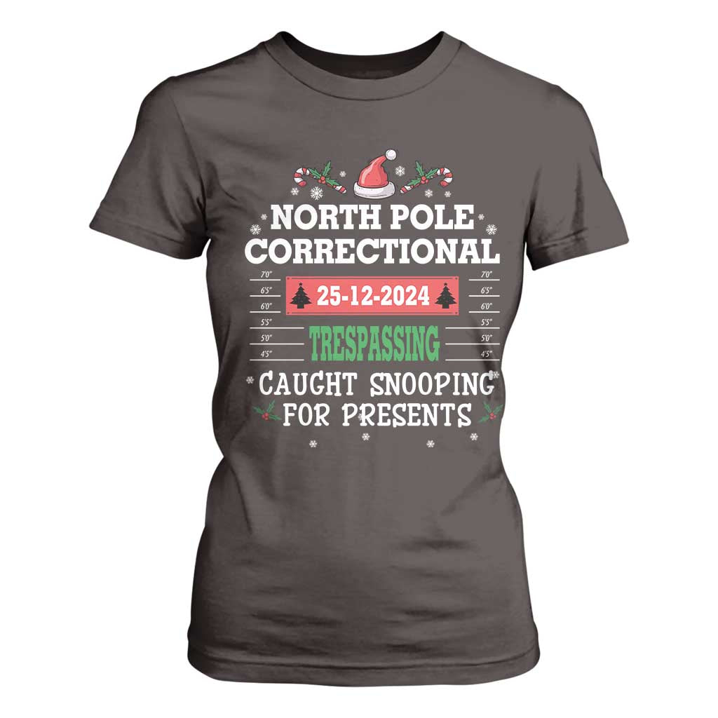 Funny Christmas Family Matching T Shirt For Women North Pole Correctional Trespassing TS09 Dark Chocolate Print Your Wear