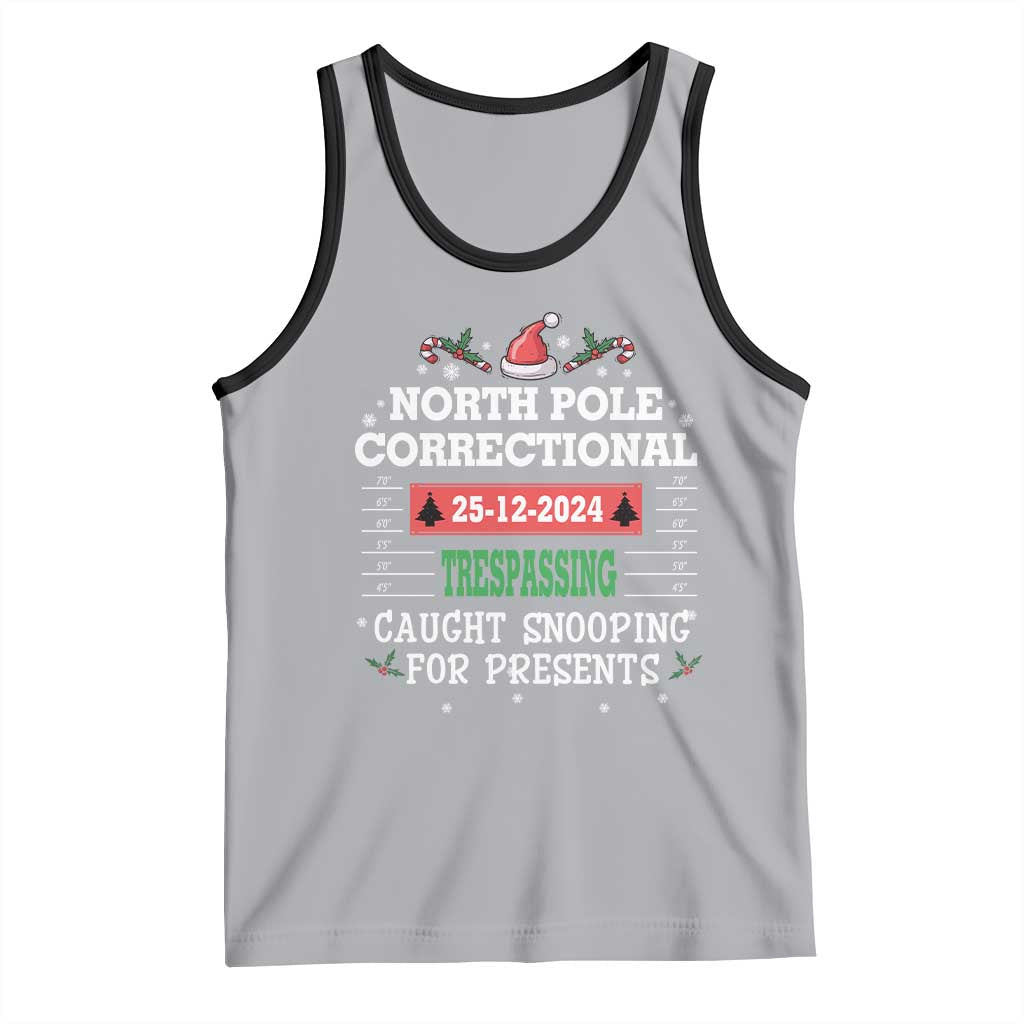 Funny Christmas Family Matching Tank Top North Pole Correctional Trespassing TS09 Athletic Heather Black Print Your Wear