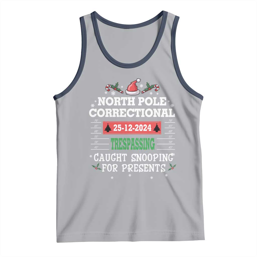 Funny Christmas Family Matching Tank Top North Pole Correctional Trespassing TS09 Athletic Heather Navy Print Your Wear