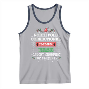 Funny Christmas Family Matching Tank Top North Pole Correctional Trespassing TS09 Athletic Heather Navy Print Your Wear