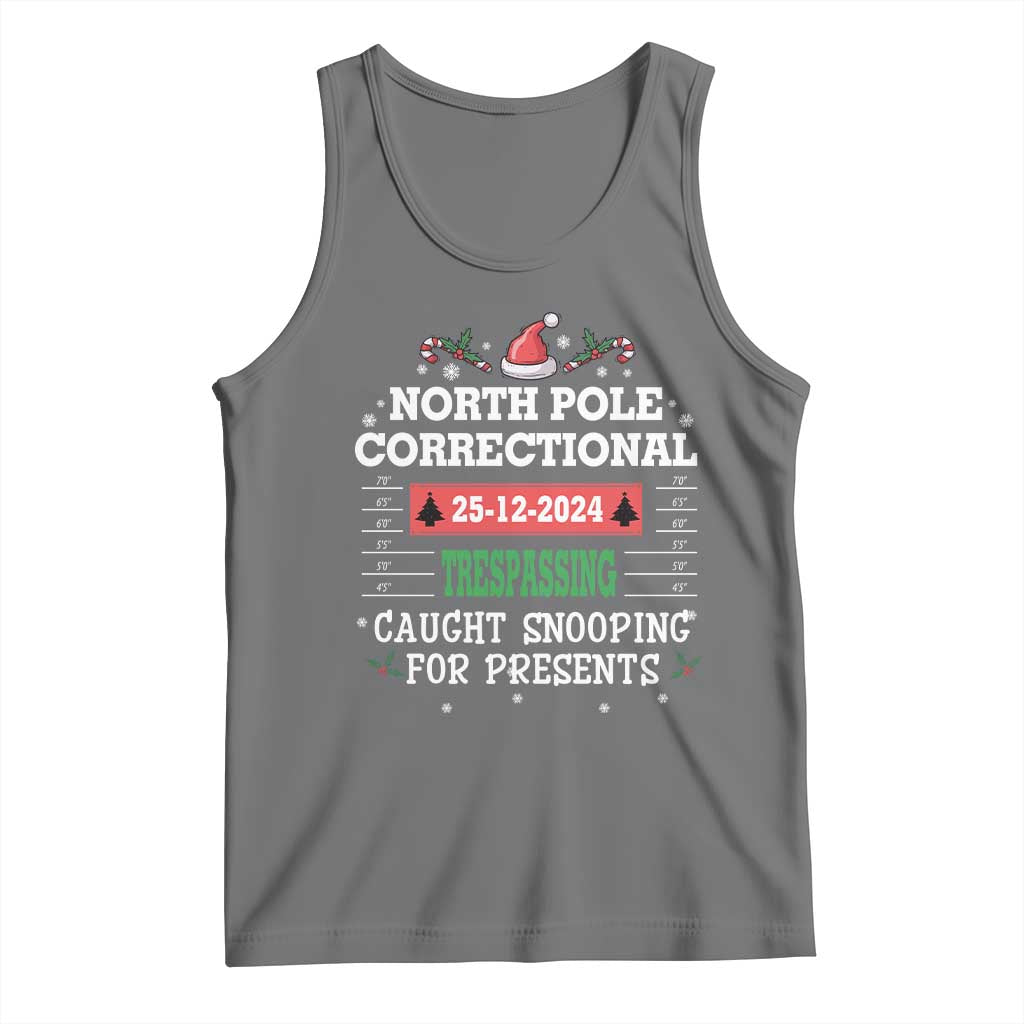 Funny Christmas Family Matching Tank Top North Pole Correctional Trespassing TS09 Black Heather Print Your Wear