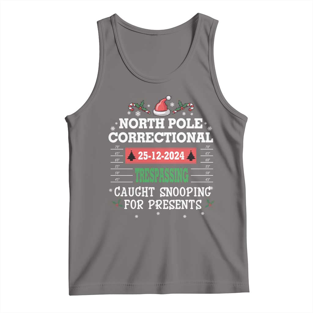 Funny Christmas Family Matching Tank Top North Pole Correctional Trespassing TS09 Deep Heather Print Your Wear