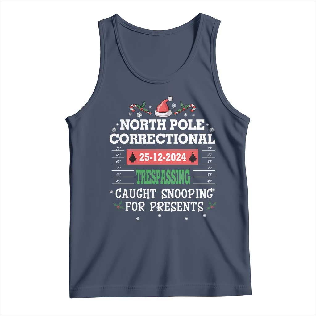 Funny Christmas Family Matching Tank Top North Pole Correctional Trespassing TS09 Navy Print Your Wear