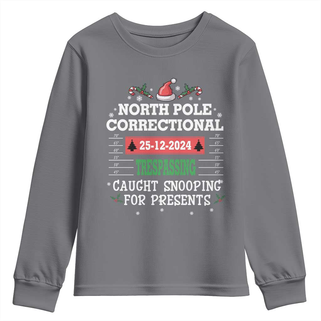 Funny Christmas Family Matching Youth Sweatshirt North Pole Correctional Trespassing TS09 Charcoal Print Your Wear