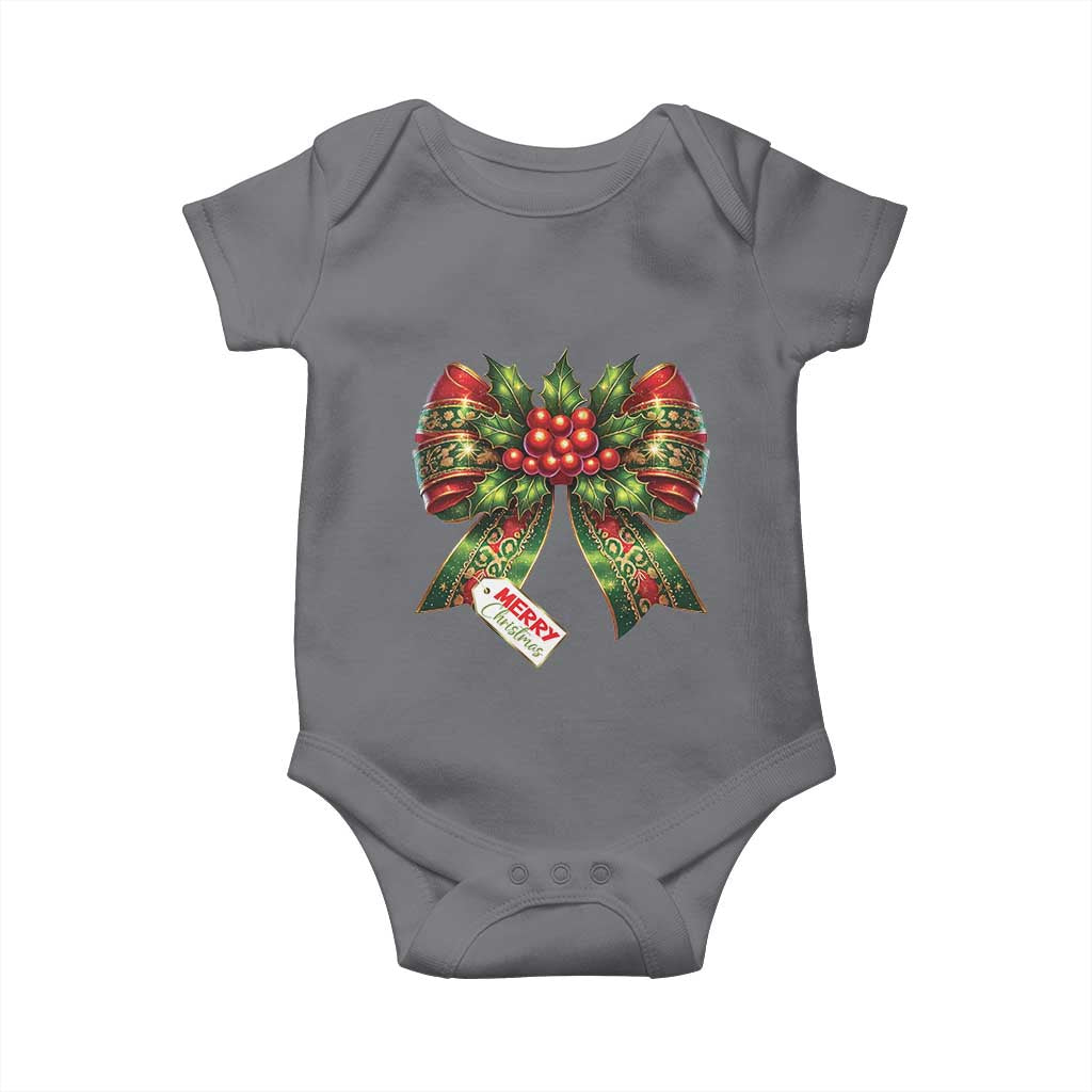 Funny Christmas Bow Present Costume Baby Onesie TS09 Charcoal Print Your Wear