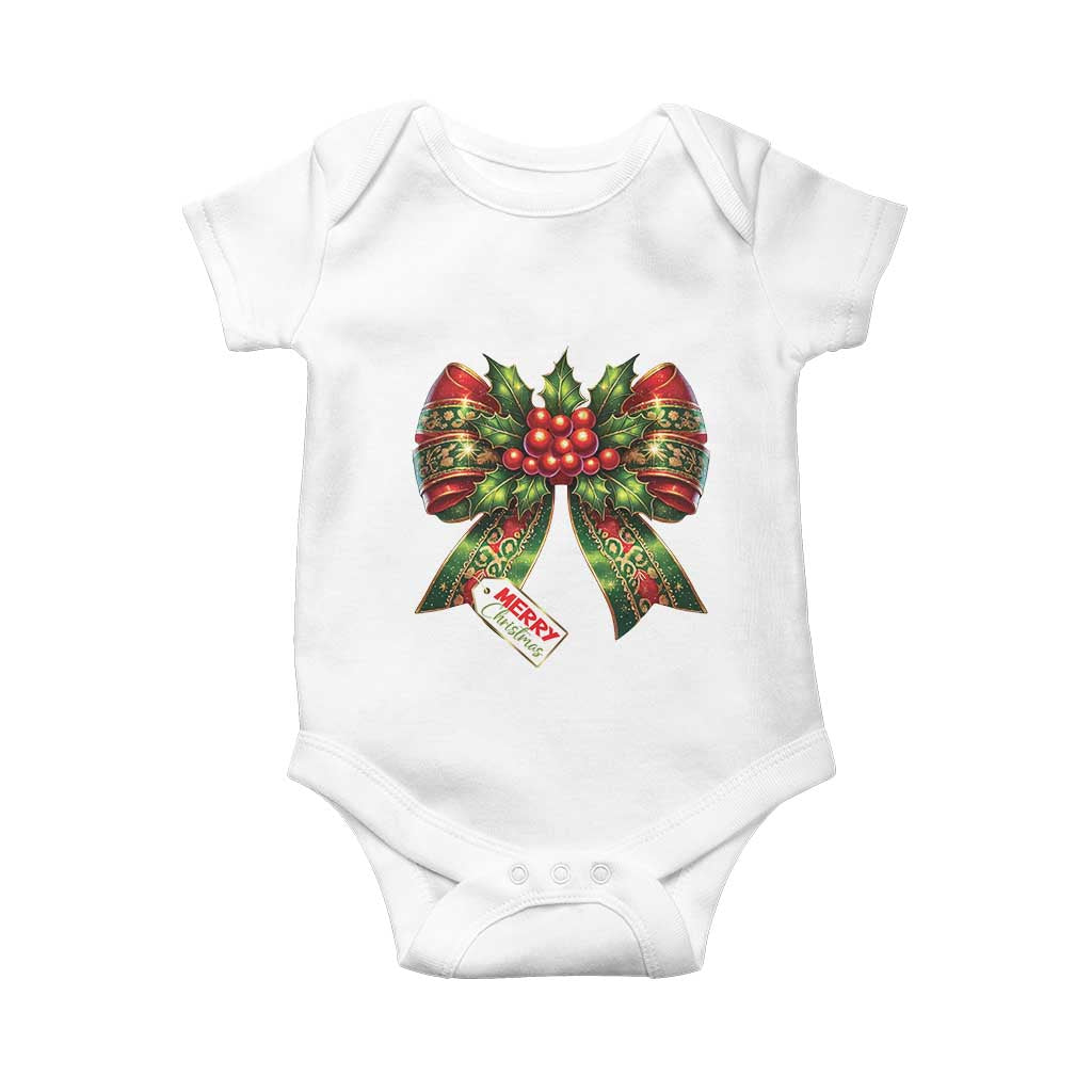 Funny Christmas Bow Present Costume Baby Onesie TS09 White Print Your Wear