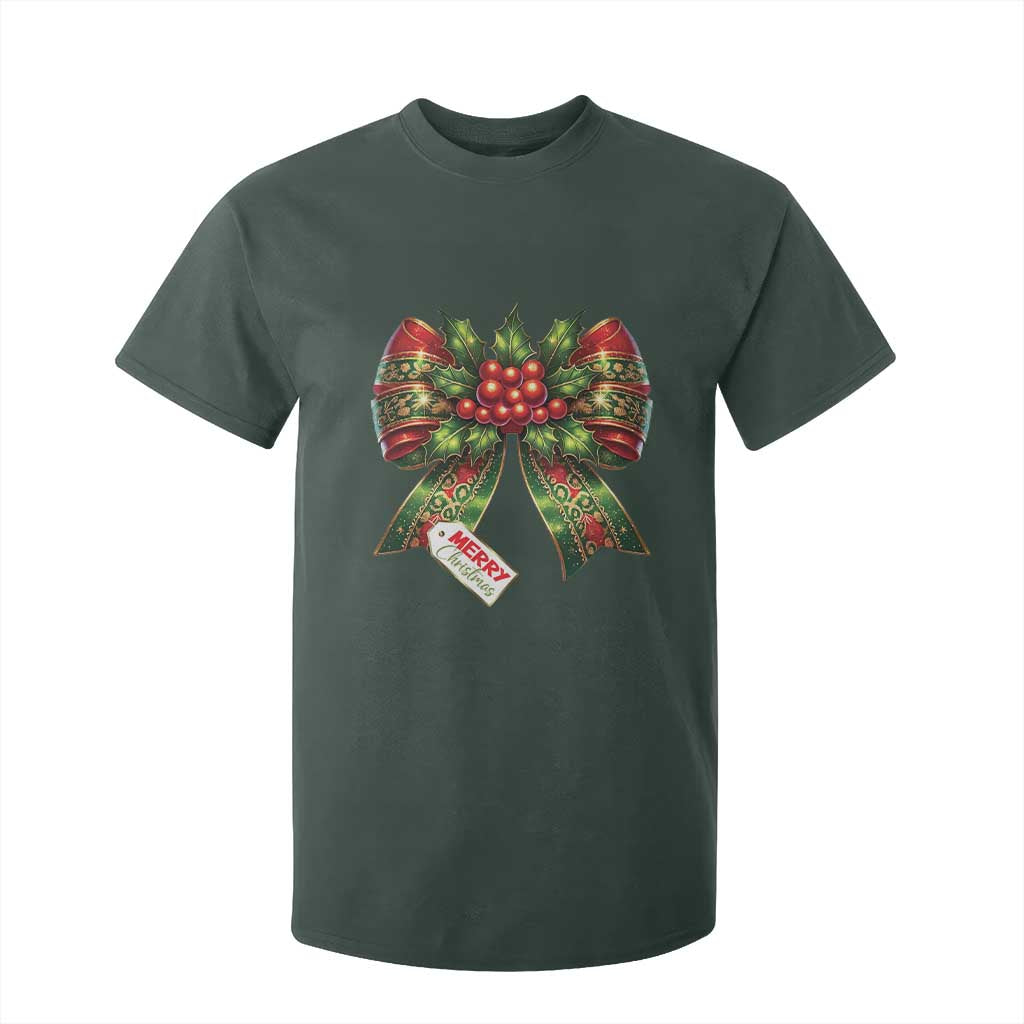 Funny Christmas Bow Present Costume T Shirt For Kid TS09 Dark Forest Green Print Your Wear