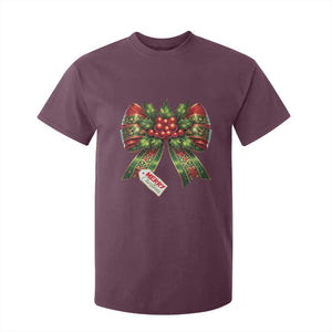 Funny Christmas Bow Present Costume T Shirt For Kid TS09 Maroon Print Your Wear