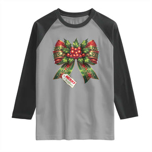 Funny Christmas Bow Present Costume Raglan Shirt TS09 Sport Gray Black Print Your Wear