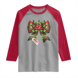 Funny Christmas Bow Present Costume Raglan Shirt TS09 Sport Gray Red Print Your Wear