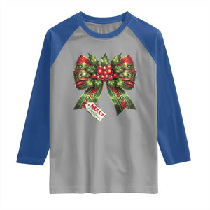 Funny Christmas Bow Present Costume Raglan Shirt TS09 Sport Gray Royal Print Your Wear