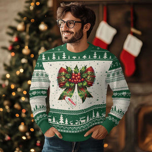 Funny Christmas Bow Present Costume Ugly Christmas Sweater TS09 Green Print Your Wear