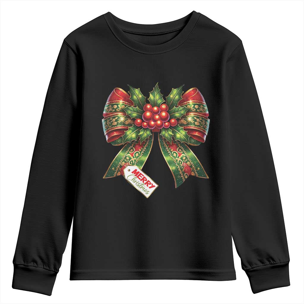 Funny Christmas Bow Present Costume Youth Sweatshirt TS09 Black Print Your Wear