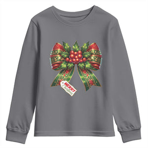 Funny Christmas Bow Present Costume Youth Sweatshirt TS09 Charcoal Print Your Wear