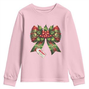 Funny Christmas Bow Present Costume Youth Sweatshirt TS09 Light Pink Print Your Wear