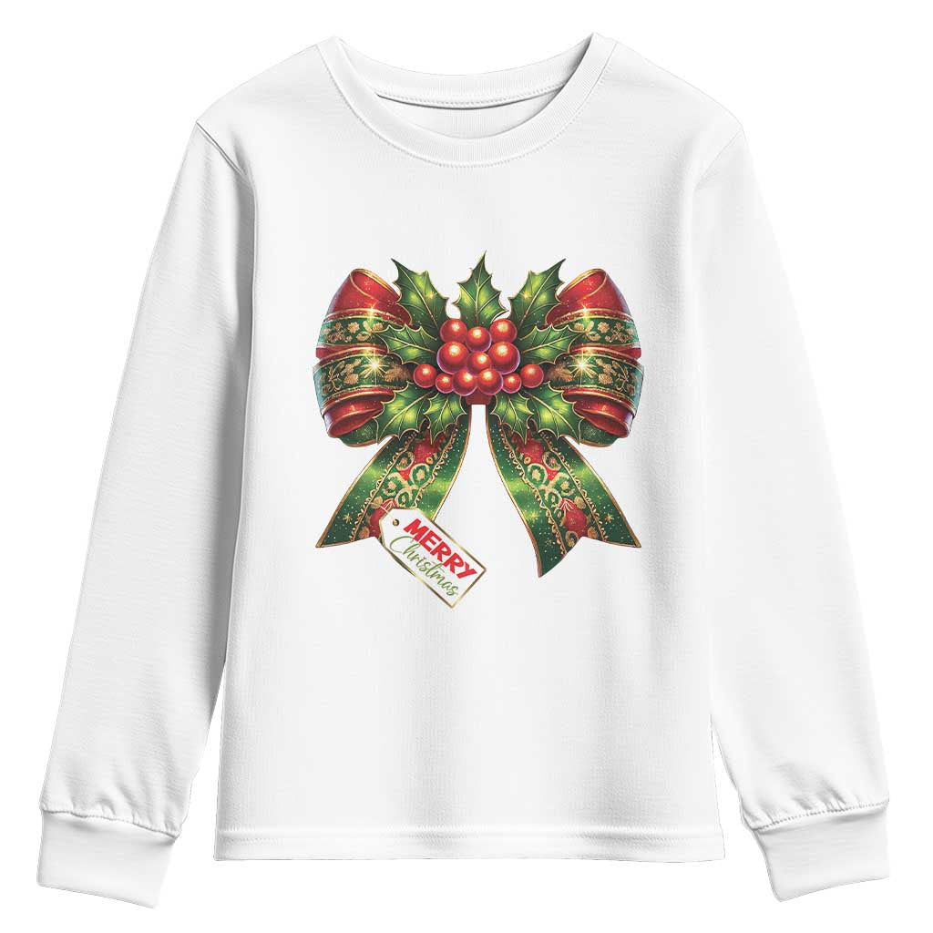 Funny Christmas Bow Present Costume Youth Sweatshirt TS09 White Print Your Wear