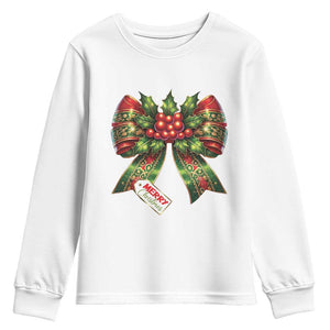 Funny Christmas Bow Present Costume Youth Sweatshirt TS09 White Print Your Wear