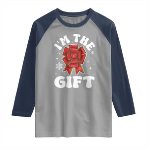 Funny Christmas Present Costume Raglan Shirt I Am The Gift TS09 Sport Gray Navy Print Your Wear