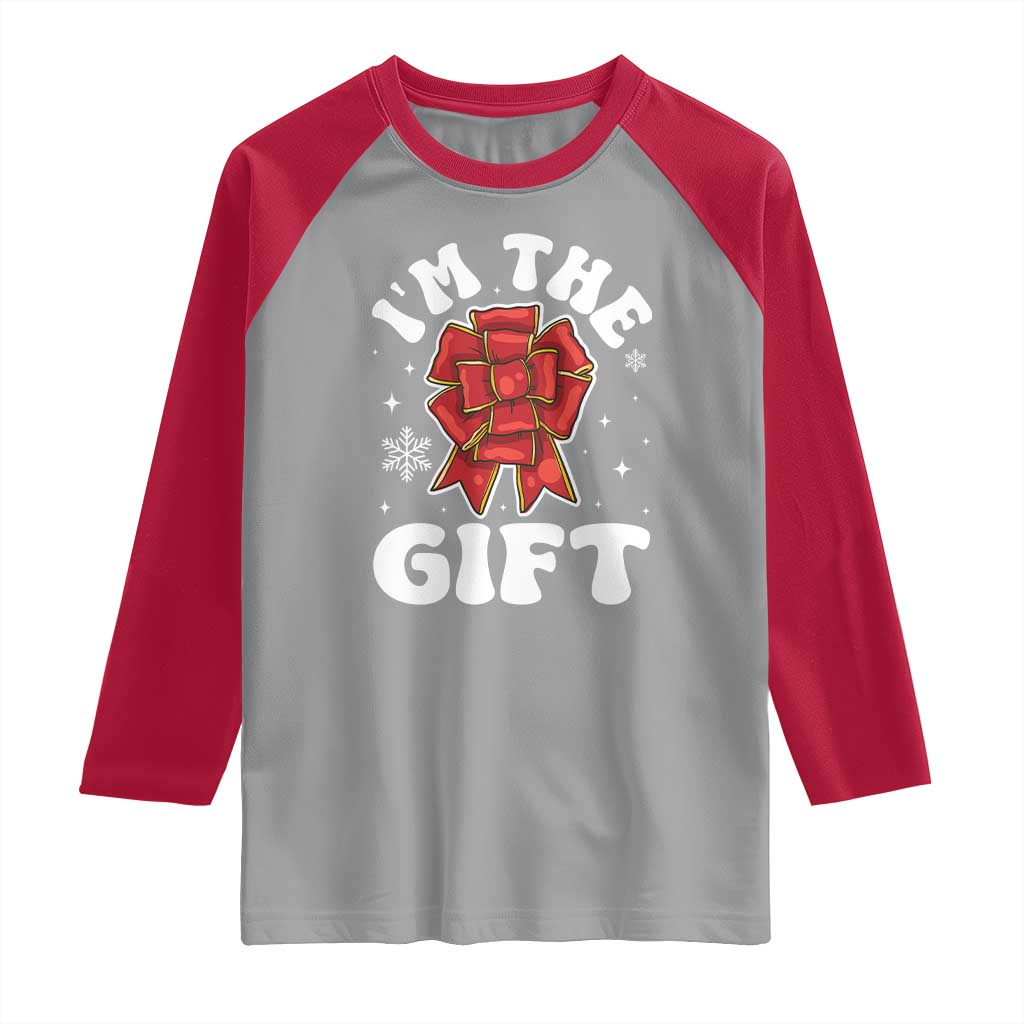 Funny Christmas Present Costume Raglan Shirt I Am The Gift TS09 Sport Gray Red Print Your Wear