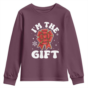 Funny Christmas Present Costume Youth Sweatshirt I Am The Gift TS09 Maroon Print Your Wear