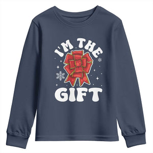 Funny Christmas Present Costume Youth Sweatshirt I Am The Gift TS09 Navy Print Your Wear