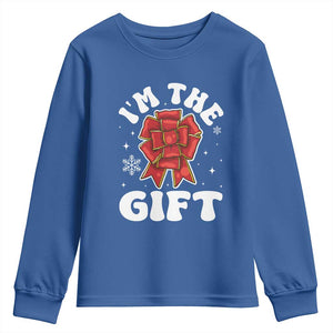 Funny Christmas Present Costume Youth Sweatshirt I Am The Gift TS09 Royal Blue Print Your Wear