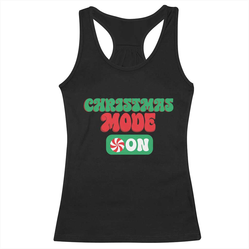 Funny Christmas Mode On Racerback Tank Top TS09 Black Print Your Wear